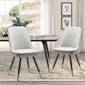 Krzesła do jadalni w stylu Mid-Century Modern, zestaw 2 szt. - sztuczna skóra z metalowymi nogami