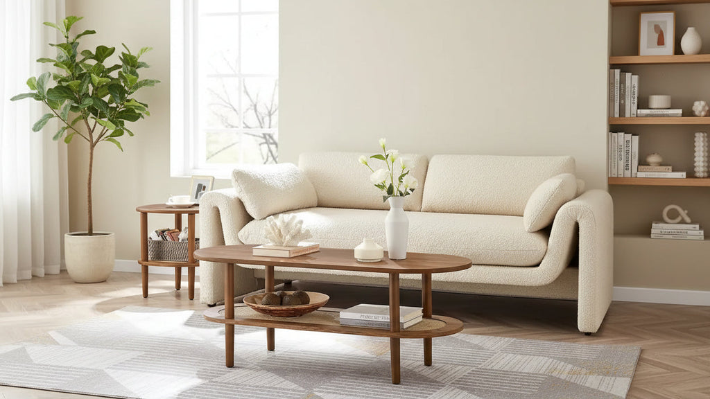 Colusa Modern Walnut Wooden Coffee Table with Shelf