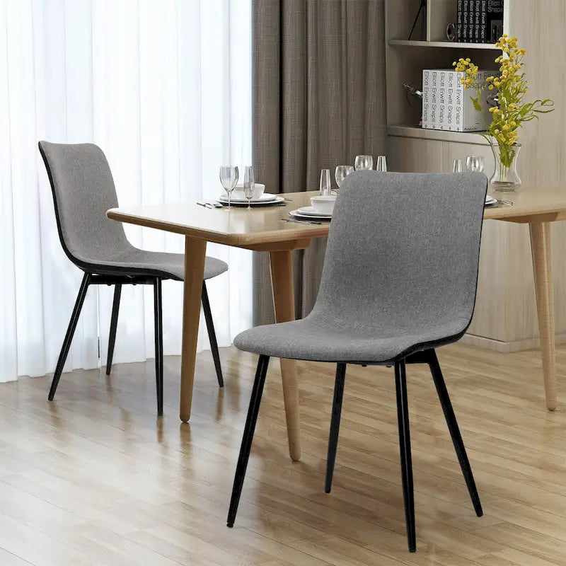 Nowoczesne krzesła do jadalni w stylu Mid-Century z metalowymi nogami, zestaw 4 szt. - szare