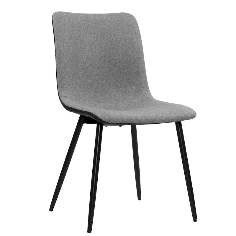 Nowoczesne krzesła do jadalni w stylu Mid-Century z metalowymi nogami, zestaw 4 szt. - szare