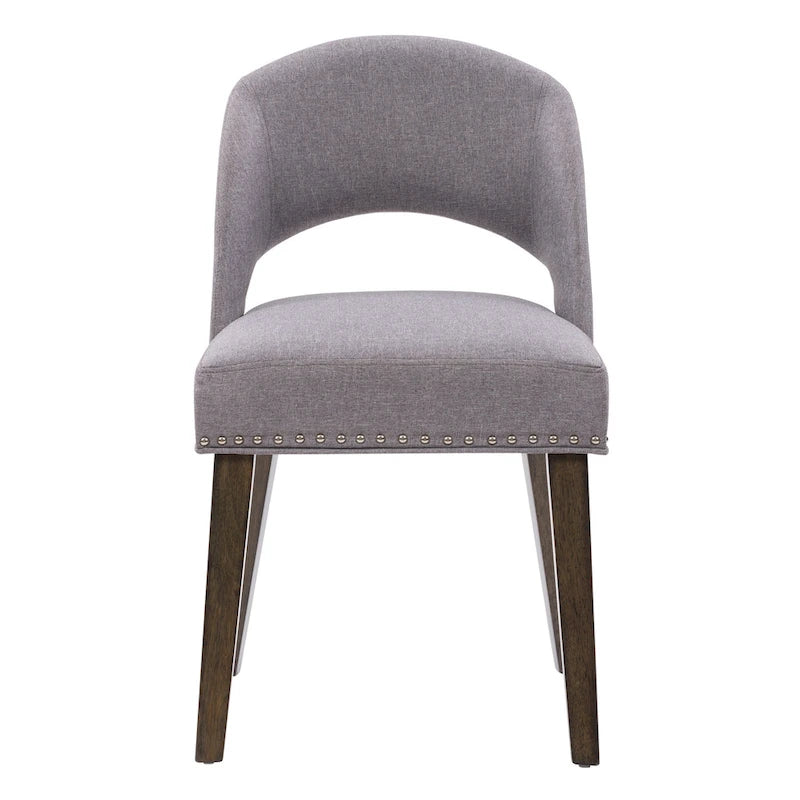 Tapicerowane krzesło do jadalni w stylu Mid-Century Modern z ozdobnymi gwoździami, zestaw 2 szt.
