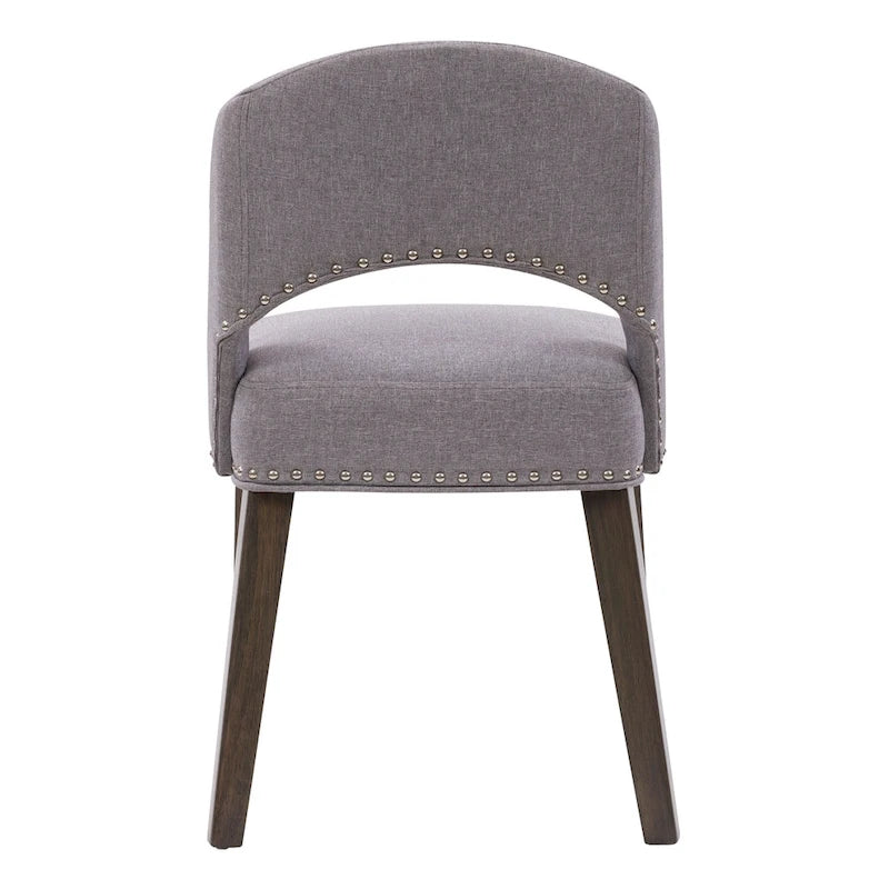 Tapicerowane krzesło do jadalni w stylu Mid-Century Modern z ozdobnymi gwoździami, zestaw 2 szt.