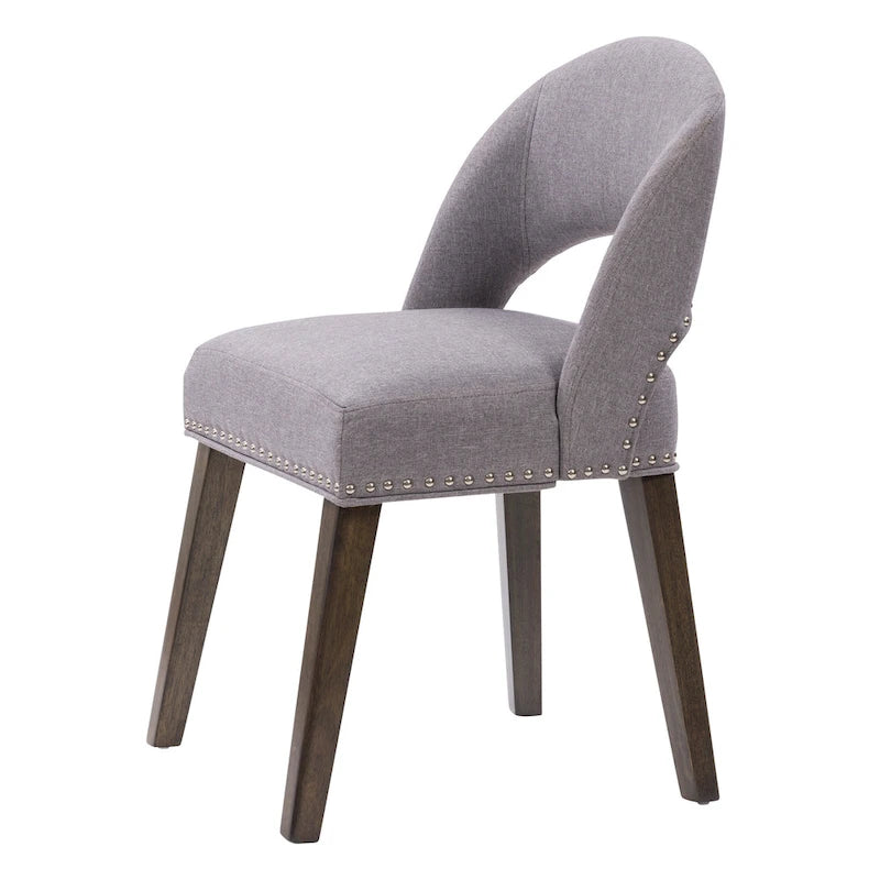 Tapicerowane krzesło do jadalni w stylu Mid-Century Modern z ozdobnymi gwoździami, zestaw 2 szt.
