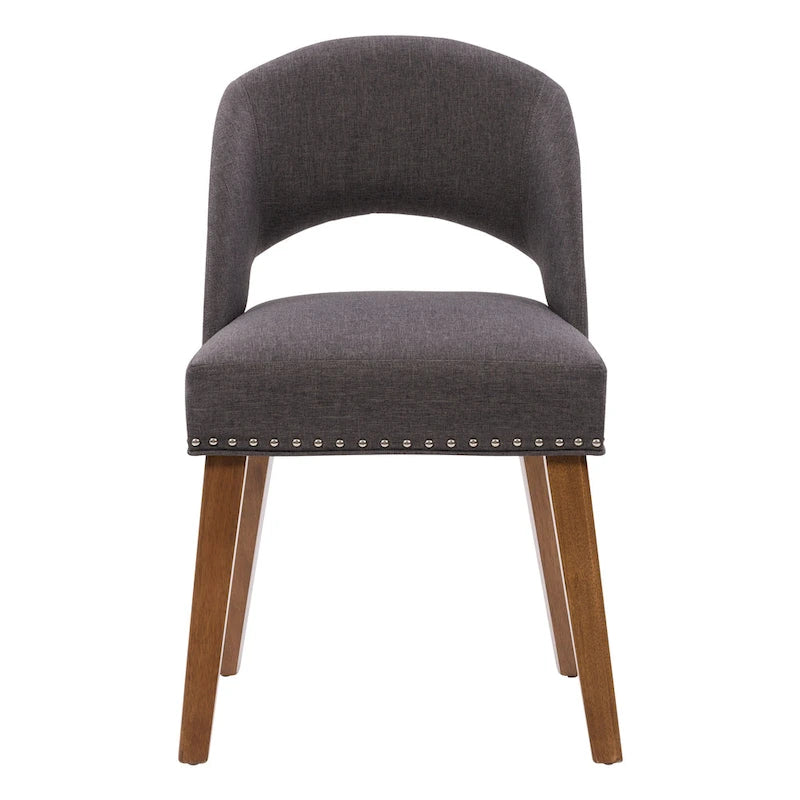 Tapicerowane krzesło do jadalni w stylu Mid-Century Modern z ozdobnymi gwoździami, zestaw 2 szt.