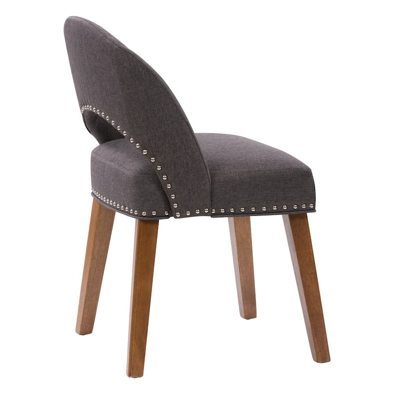 Tapicerowane krzesło do jadalni w stylu Mid-Century Modern z ozdobnymi gwoździami, zestaw 2 szt.