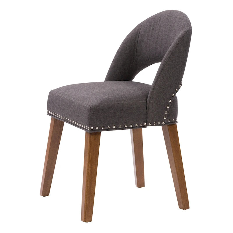 Tapicerowane krzesło do jadalni w stylu Mid-Century Modern z ozdobnymi gwoździami, zestaw 2 szt.