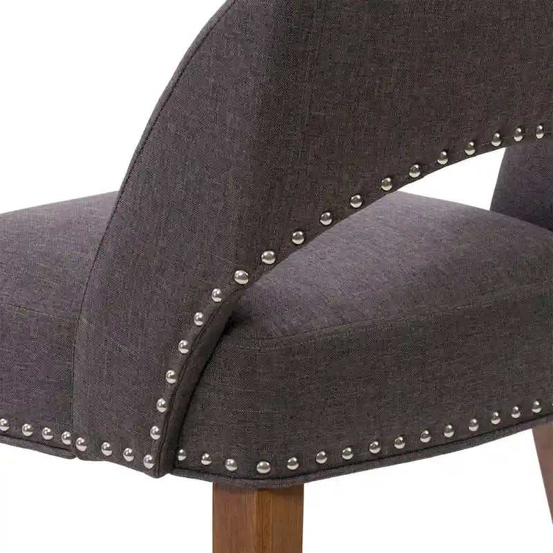 Tapicerowane krzesło do jadalni w stylu Mid-Century Modern z ozdobnymi gwoździami, zestaw 2 szt.