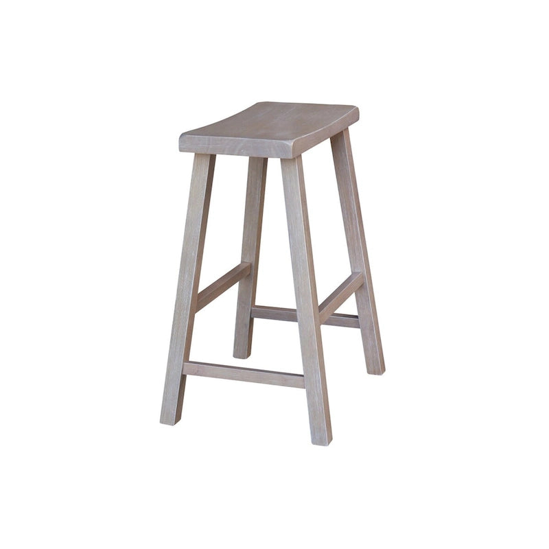 Stołek barowy z litego drewna z profilowanym siedziskiem – wysokość siedziska 61 cm