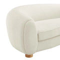 Współczesna sofa tapicerowana boucle z gęstą pianką i nogami z drewna bukowego