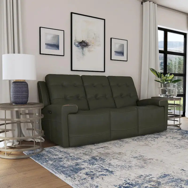 Rozkładana sofa ze skóry licowej z elektrycznymi zagłówkami i funkcją Zero Gravity