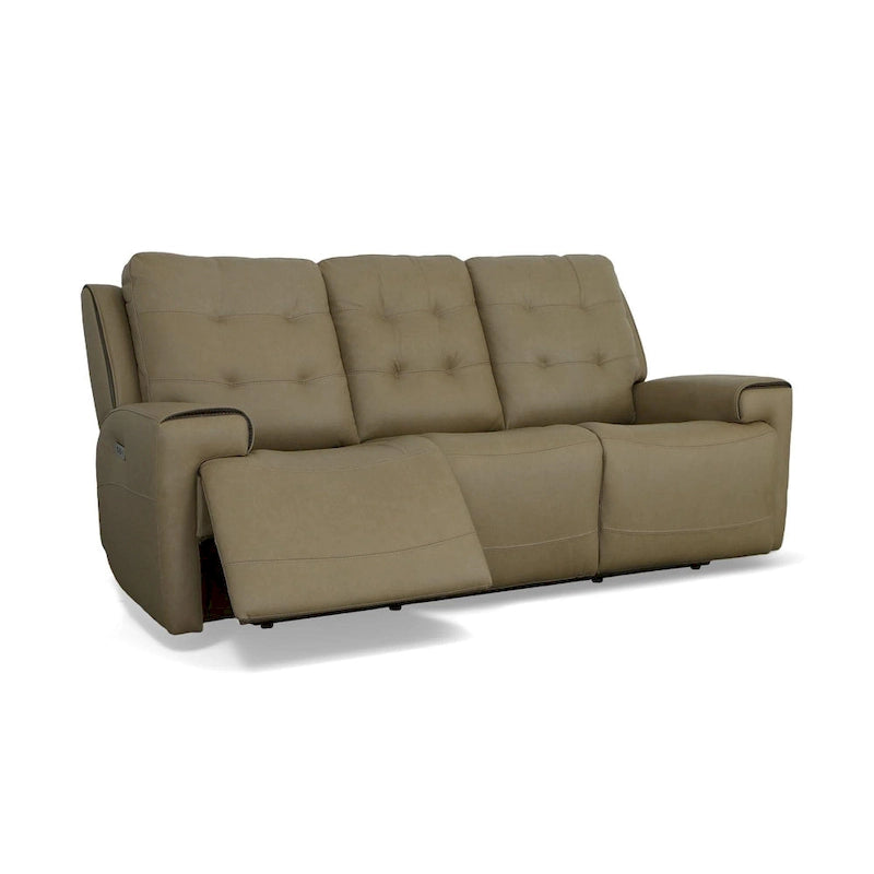 Rozkładana sofa ze skóry licowej z elektrycznymi zagłówkami i funkcją Zero Gravity