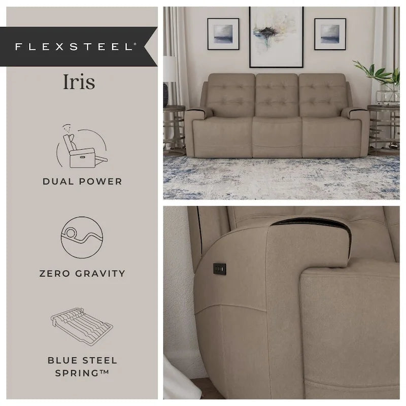 Rozkładana sofa ze skóry licowej z elektrycznymi zagłówkami i funkcją Zero Gravity
