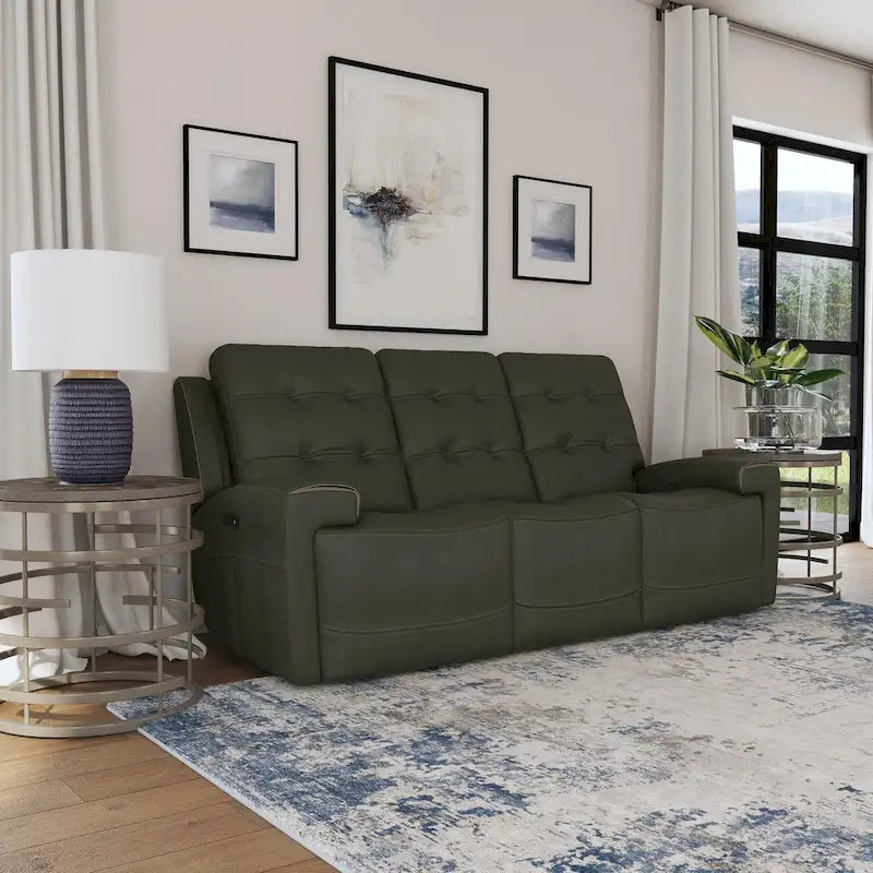 Rozkładana sofa ze skóry licowej z elektrycznymi zagłówkami i funkcją Zero Gravity