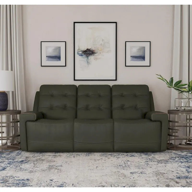 Rozkładana sofa ze skóry licowej z elektrycznymi zagłówkami i funkcją Zero Gravity