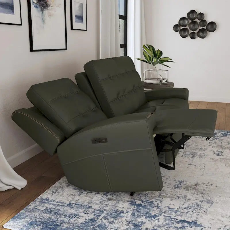 Rozkładana sofa ze skóry licowej z elektrycznymi zagłówkami i funkcją Zero Gravity