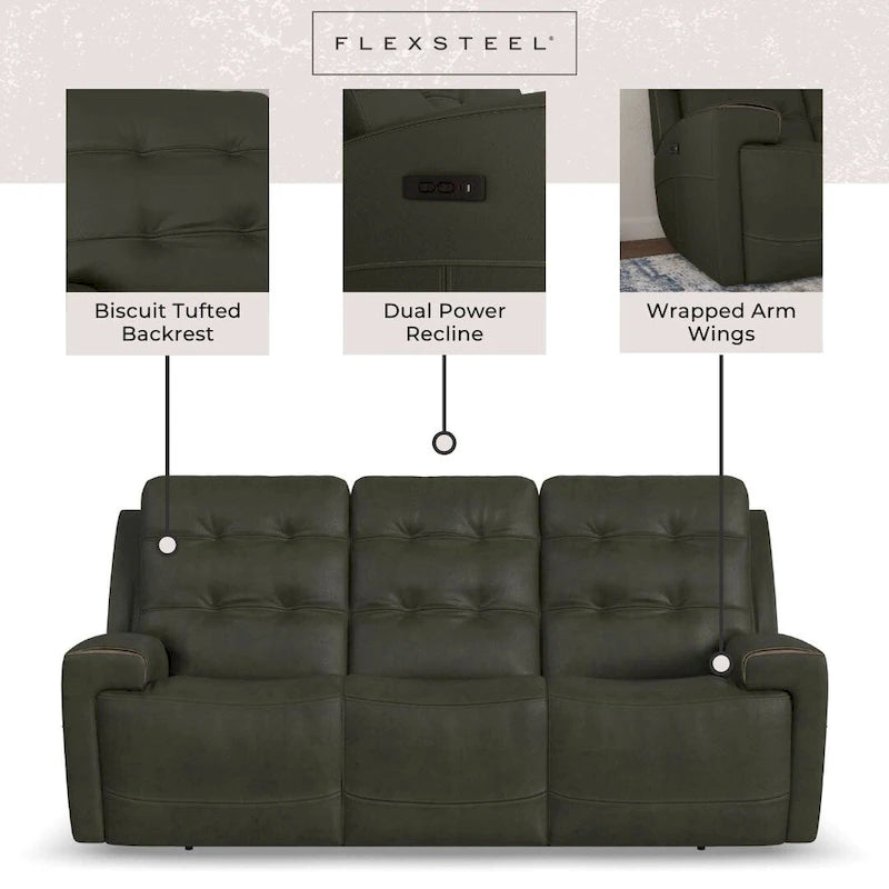 Rozkładana sofa ze skóry licowej z elektrycznymi zagłówkami i funkcją Zero Gravity