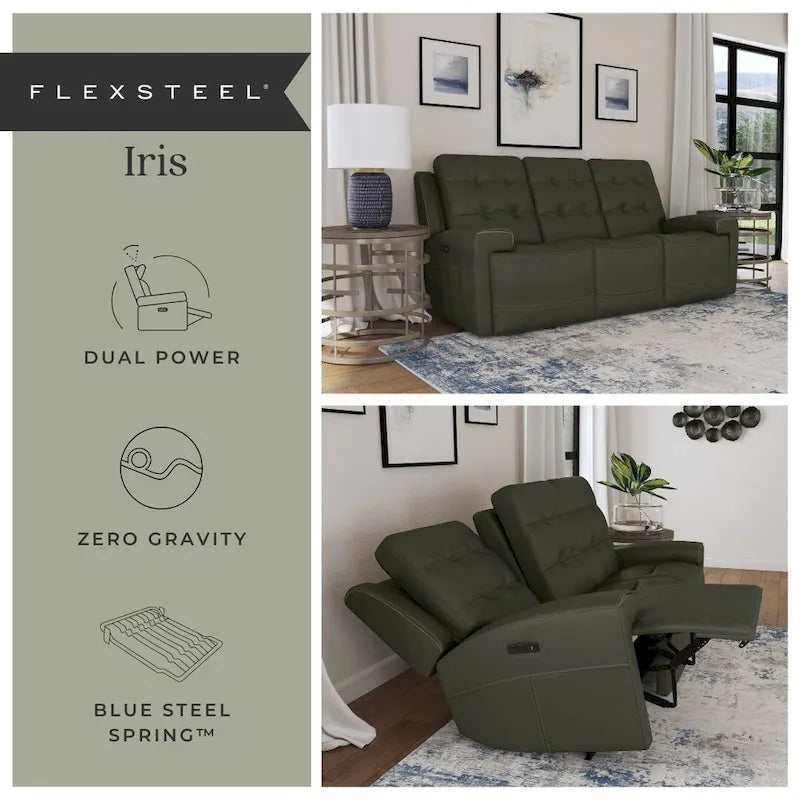 Rozkładana sofa ze skóry licowej z elektrycznymi zagłówkami i funkcją Zero Gravity