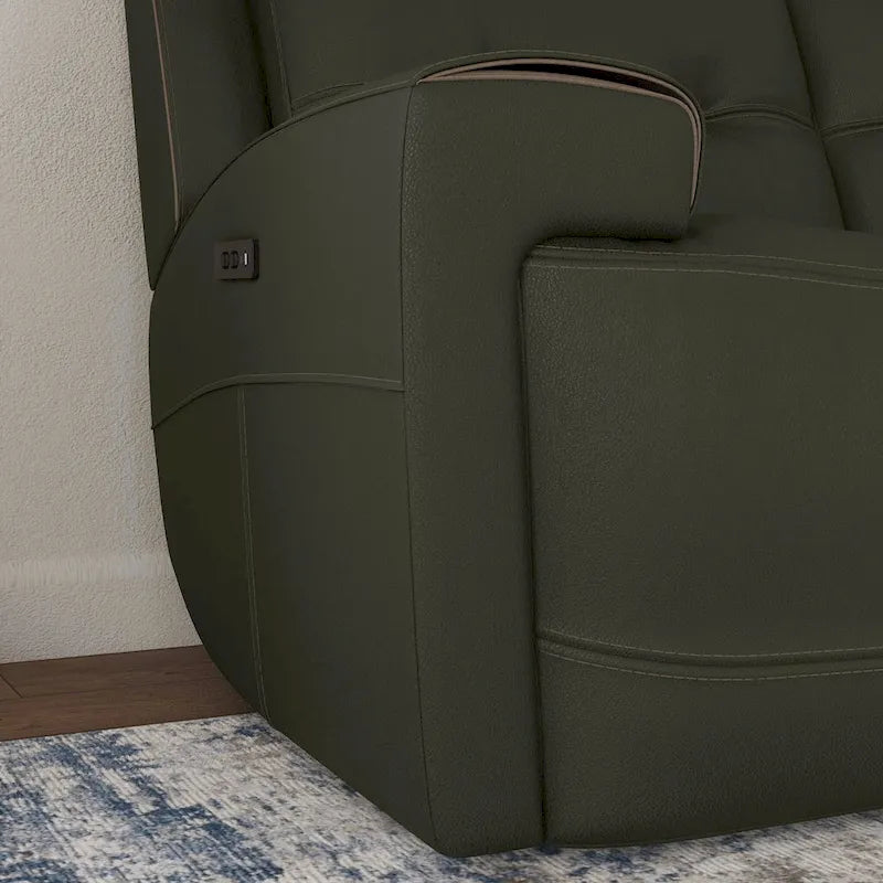 Rozkładana sofa ze skóry licowej z elektrycznymi zagłówkami i funkcją Zero Gravity
