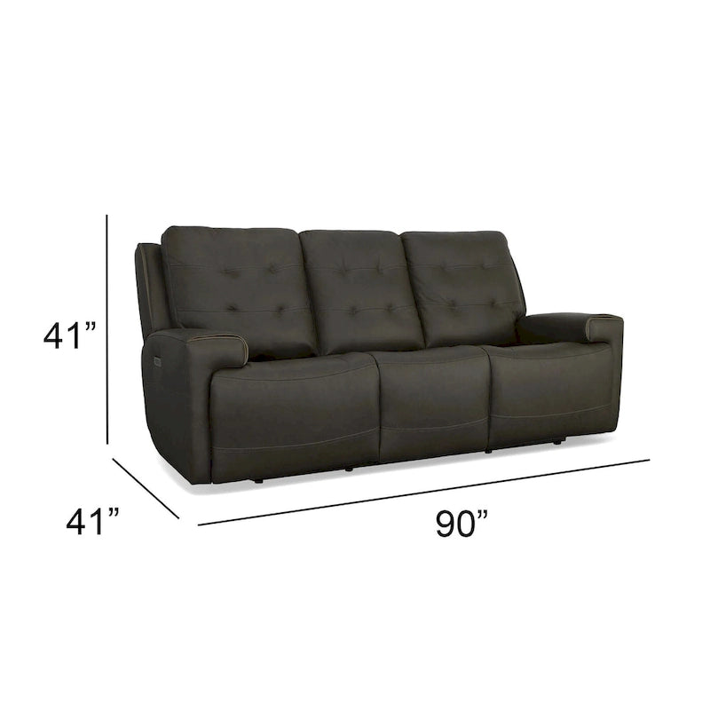 Rozkładana sofa ze skóry licowej z elektrycznymi zagłówkami i funkcją Zero Gravity