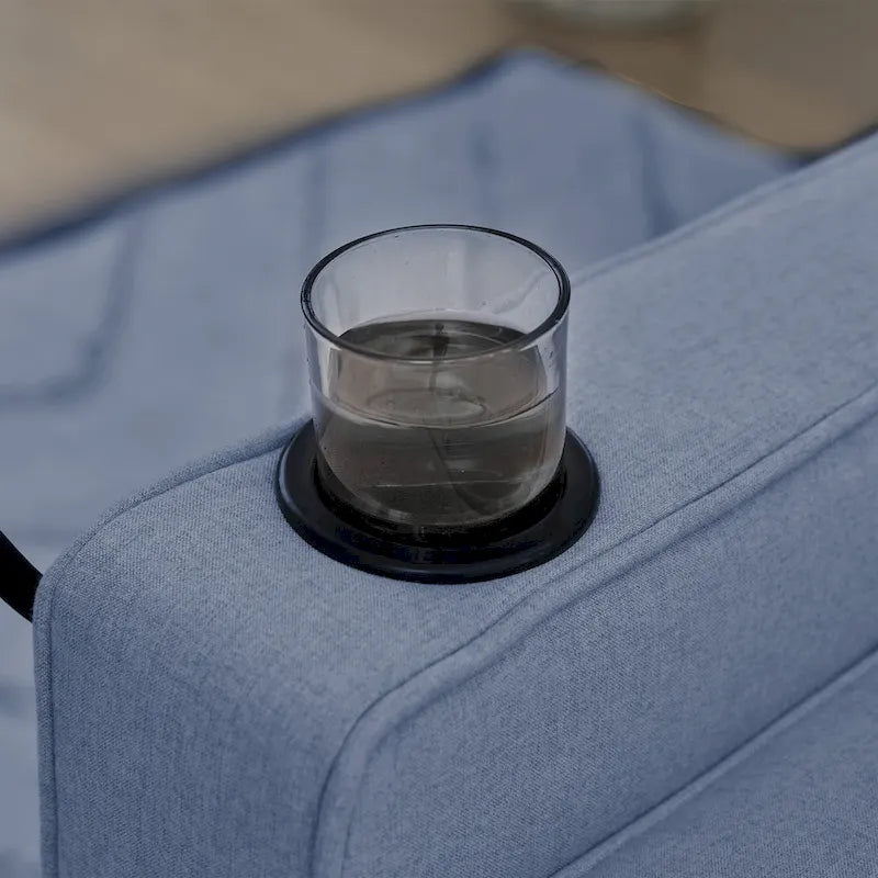 Narożna sofa do spania z lnu z rozkładanym łóżkiem, schowkiem i ładowarką USB